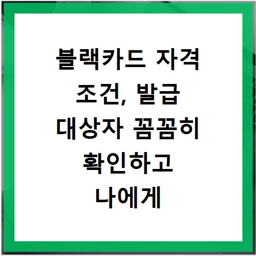 블랙카드 자격 조건, 발급 대상자 꼼꼼히 확인하고 나에게 맞는지 알아보자