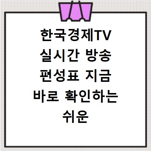 한국경제TV 실시간 방송 편성표 지금 바로 확인하는 쉬운 방법