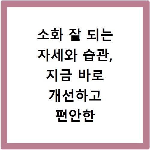 소화 잘 되는 자세와 습관, 지금 바로 개선하고 편안한 하루 보내세요