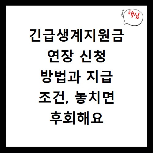 긴급생계지원금 연장 신청 방법과 지급 조건, 놓치면 후회해요