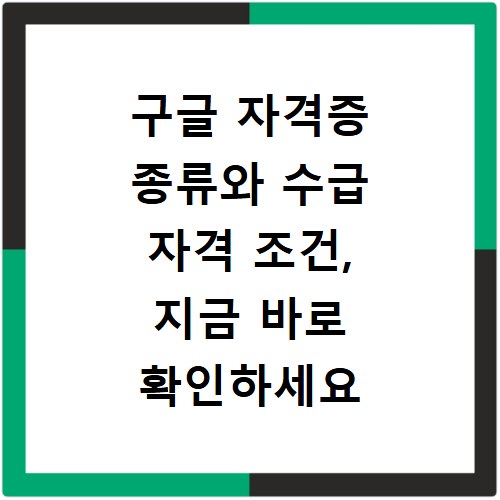 구글 자격증 종류와 수급 자격 조건, 지금 바로 확인하세요