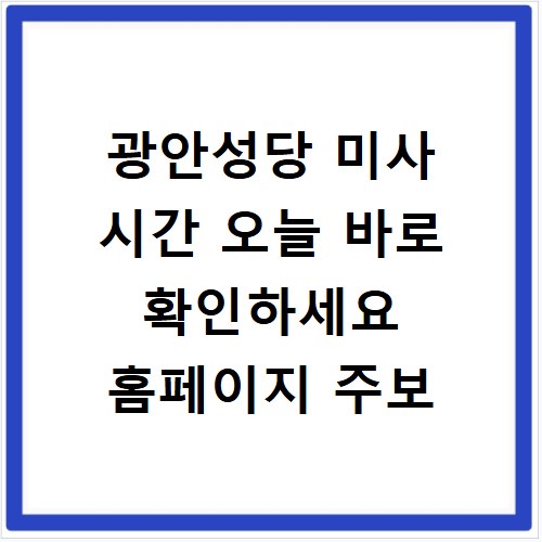 광안성당 미사 시간 오늘 바로 확인하세요 홈페이지 주보