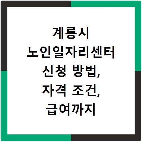 계룡시 노인일자리센터 신청 방법, 자격 조건, 급여까지 총정리
