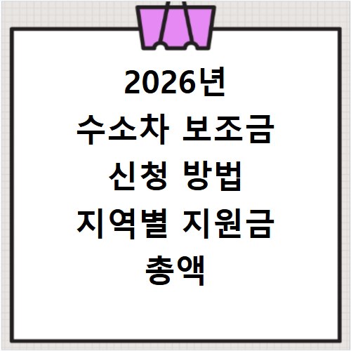 2026년 수소차 보조금 신청 방법 지역별 지원금 총액 확인