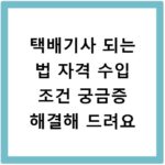 택배기사 되는 법 자격 수입 조건 궁금증 해결해 드려요