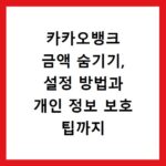 카카오뱅크 금액 숨기기, 설정 방법과 개인 정보 보호 팁까지