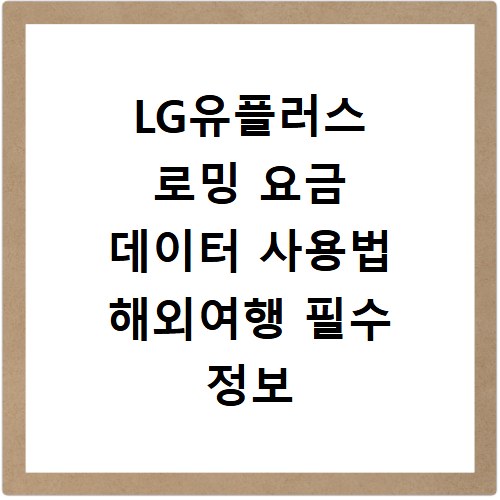 LG유플러스 로밍 요금 데이터 사용법 해외여행 필수 정보
