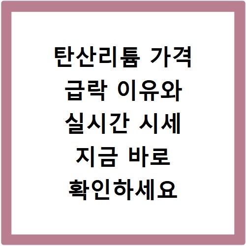 탄산리튬 가격 급락 이유와 실시간 시세 지금 바로 확인하세요