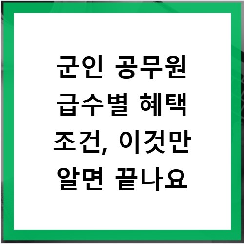 군인 공무원 급수별 혜택 조건, 이것만 알면 끝나요