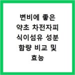 변비에 좋은 약초 차전자피 식이섬유 성분 함량 비교 및 효능