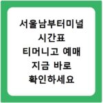 서울남부터미널 시간표 티머니고 예매 지금 바로 확인하세요