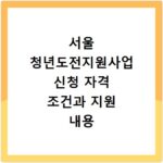 서울 청년도전지원사업 신청 자격 조건과 지원 내용 총정리