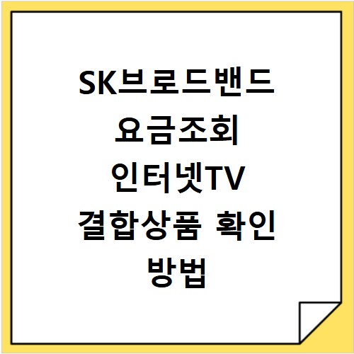 SK브로드밴드 요금조회 인터넷TV 결합상품 확인 방법 쉬운 안내