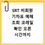 SRT 비회원 기차표 예매 조회 코레일 확인 오픈 시간까지 한번에
