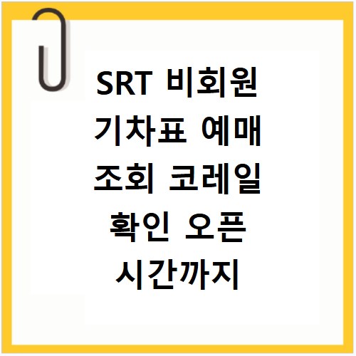 SRT 비회원 기차표 예매 조회 코레일 확인 오픈 시간까지 한번에