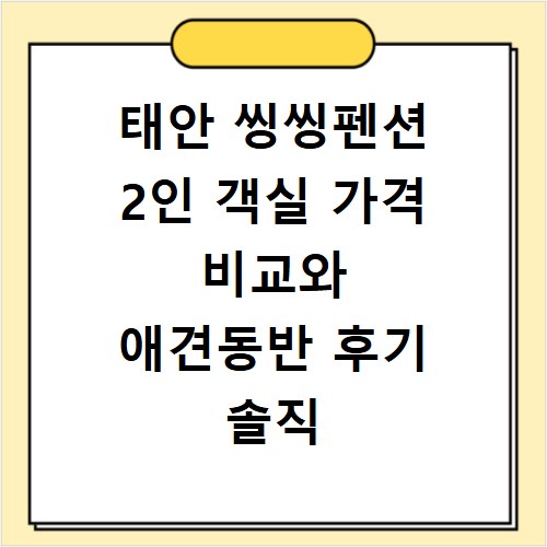 태안 씽씽펜션 2인 객실 가격 비교와 애견동반 후기 솔직 후기